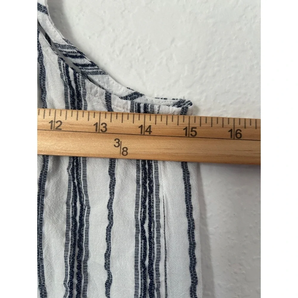 Knox Rose Macrame Fringe Striped Tank Top Size S Blue White Woven‎ Halter Boho